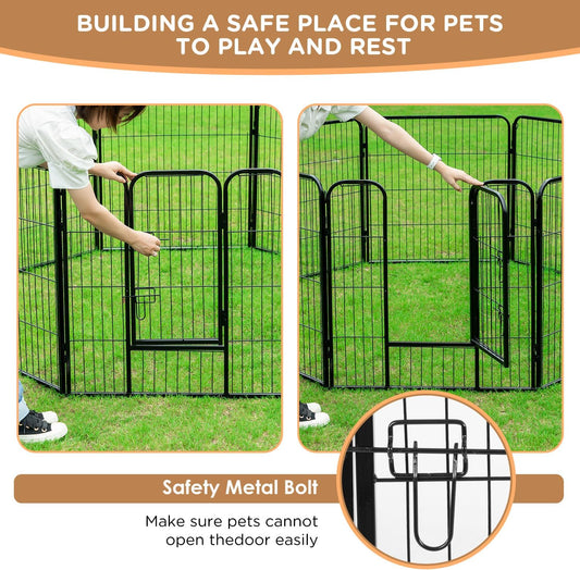 BestPet Dog Playpen Indoor 40 inch 6 Panels Metal Dog Pen Pet Dog Fence Outdoor Exercise Pen with Doors,Pet Puppy Playpen for RV Camping Yard, Black