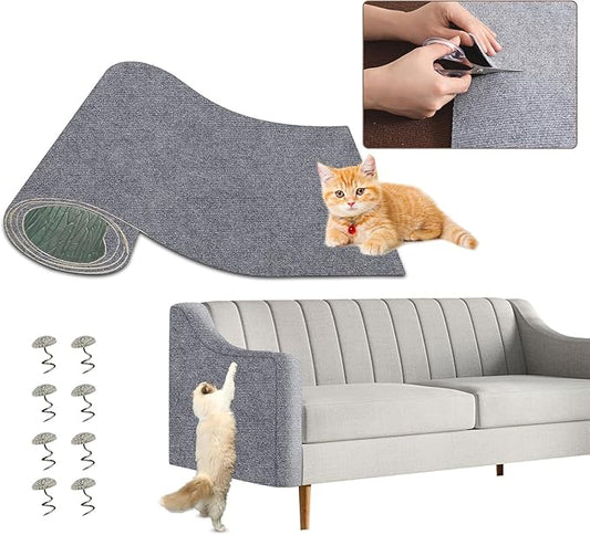 Cat Scratching Mat - Trimmable Self Adhesive DIY Climbing Cat Scratcher Pad for Cat Tree Shelves and Post Cat Scratch Furniture Protector