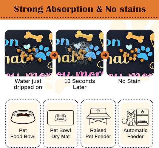 Pet Feeding Mat for Floors Waterproof Dog Mat for Food and Water Absorbent Quick Dry Non Slip mat for Cat Bowls