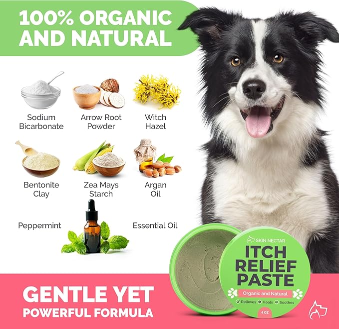 Skin Nectar - Natural Itch Relief for Dogs & Cats - Soothing Pet Skin Repair Balm - - Heals Hot Spots, Dry Skin, Paw Pads - Veterinarian Formulated with Natural and Organic Ingredients