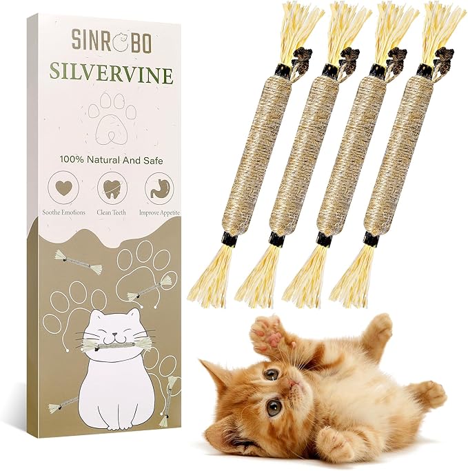 8 Pack Silvervine Sticks for Cats - Cat Chew Toy for Teeth Cleaning, Edible Matatabi Kitty Chew Sticks, Catnip Cat Toys for Indoor Cats