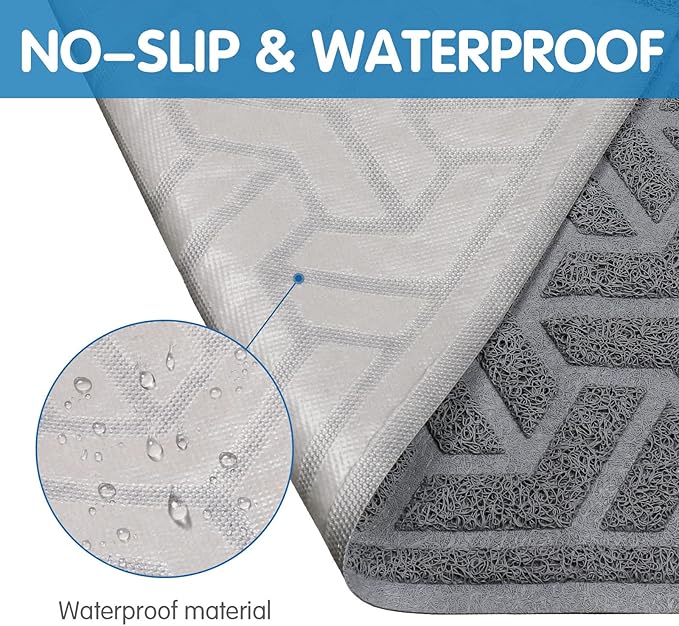 UPSKY Cat Litter Mat, Litter Trapping Mat Soft on Kitty Paws, Large Litter Box Mat 35" x 24" Scatter Control for Cat Litter, Waterproof and Extra Large Litter Box Carpet