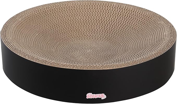 CSR1010H Nelson 20.13" Modern Cardboard Round Bowl Cat Scratcher with Catnip, Ink