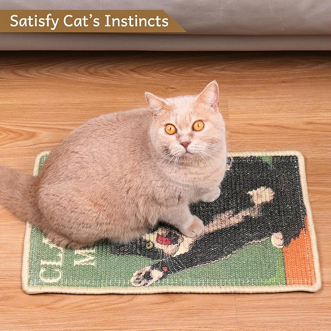 SOLDAY Cat Scratcher Mat for Floor Wall Carpet Couch Furniture, 22x13 inch Cat Scratching Posts Board, Anti Scratch Furniture Protector(Cow Cat)