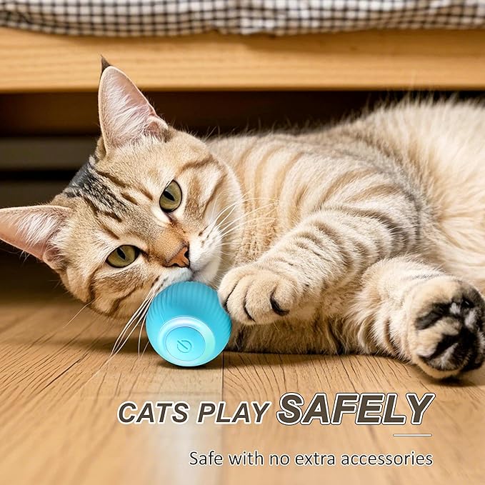 Interactive Cat Ball Toy, Intelligent Cat Toys with LED Lights, Automatic Moving Rolling Ball for Indoor Kitten, Kitten Automatic Toy