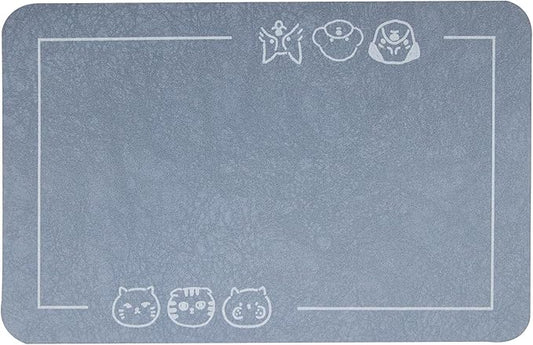 YCT Cat Pet Food Mat, Non-Slip Bottom Absorbent Quick Dry Feeding Mat for Dogs & Cats, Pet Supplies, 16.9"x24" Navy Blue