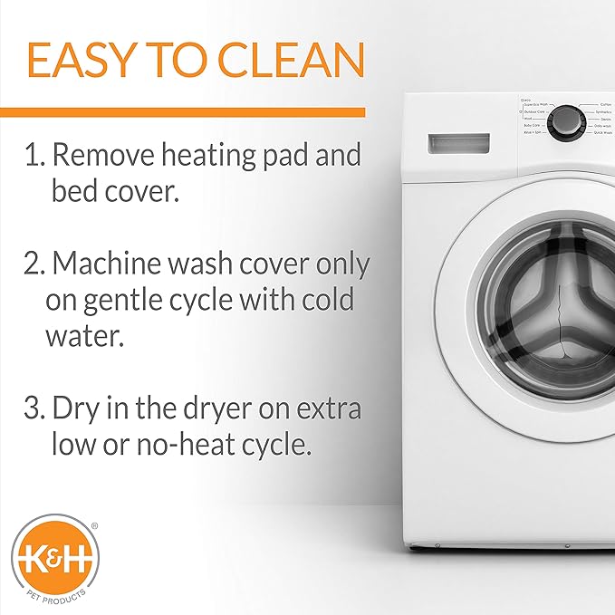 K&H Pet Products Bolster Heated Cat Bed for Indoor Cats, Thermo-Kitty Fashion Splash Orthopedic Foam Heated Pet Bed for Large Cats, Dogs, Waterproof Pet Heater, Safety Listed - Large 16 X 22in Blue