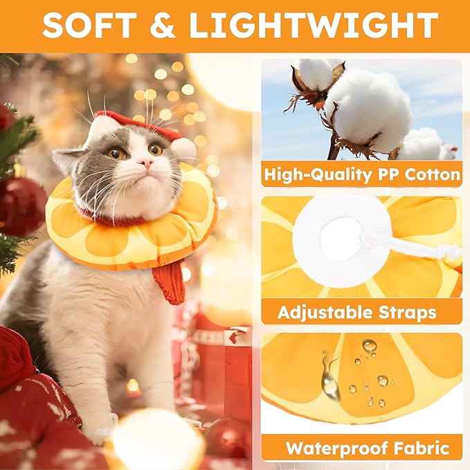 Cat Cone Collar Soft, Waterproof Cat Recovery Collar for Wound Healing Cute Cat Donut Adjustable Cat Cones to Stop Licking Comfortable Neck Elizabethan Collars for Cats Kittens After Surgery