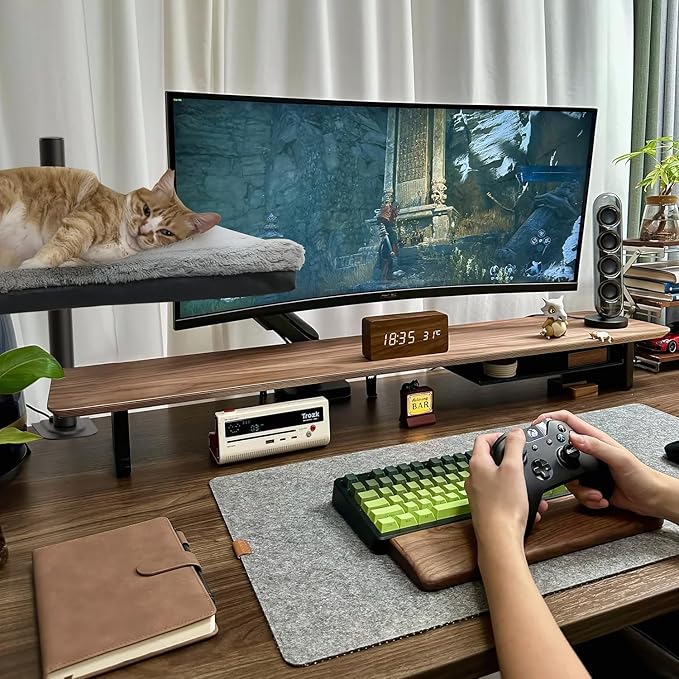 Cat Desk Bed - Perfect Cat Hammock for Your Desk Perch Adjustable Steel Frame Soft Fabric Removable Washable 16 inch Unique and Modern cat Furniture