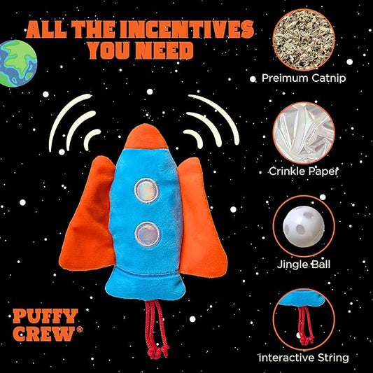 Interactive Catnip Cat Plush Toy, Space Travel Theme, 5‘’, for All Breed Size Cats (Spacecraft)