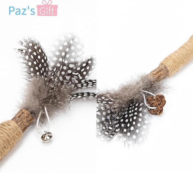PAZ'S GIFT Catnip Toy Cat Toys Catnip Toy cat chew Toy cat Kicking silvervine Stick Teeth Cleaning Cute Kitten Teething Indoor Interactivecat Dental Care Matatabi (Feather 2pcs)