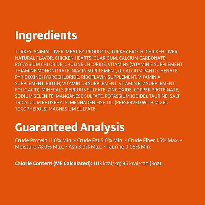 Amazon Brand - Wonder Bound Canned Wet Cat Food (Turkey & Giblet Dinner Paté), No Artificial Flavors, Adult Recipe, 3 Ounce (Pack of 24)