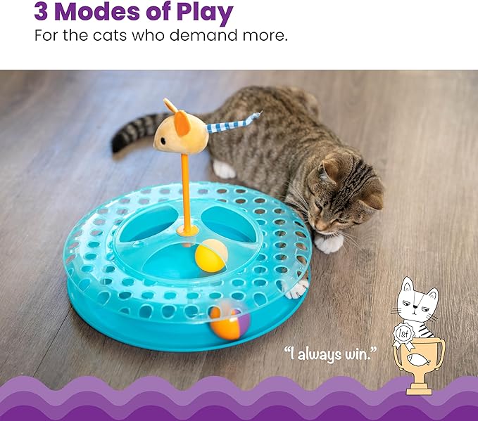 Catstages Cheese Chase Interactive Cat Track Toy with Balls and Catnip Toy, Multicolored