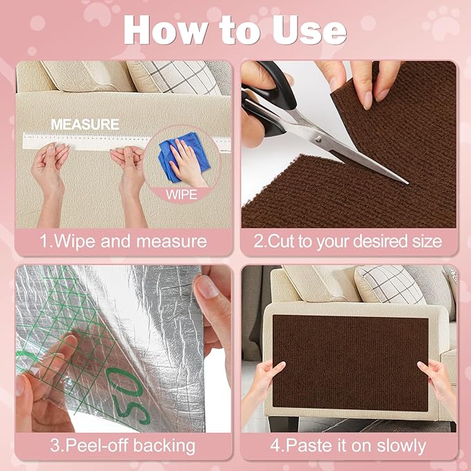 198.6x15.8 Cat Wall Scratcher Mat with Nano Tape,Anti Cats Scratch Furniture Couch Carpet Corner Protector for Indoor,Trimmable Cat Scratching Pad Board Sofa Replacement