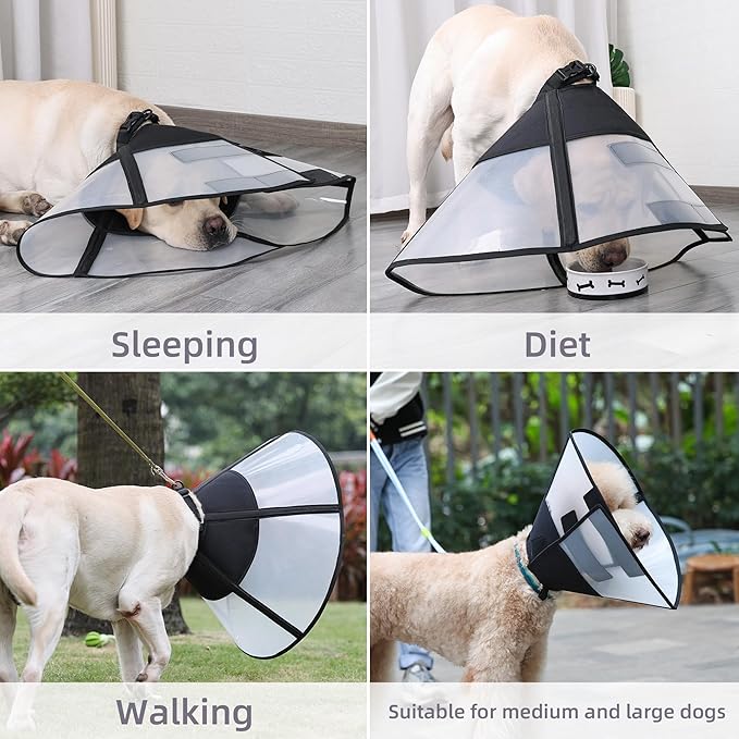 Soft Dog Cone Suitable for Postoperative Use in Dogs, Adjustable and Comfortable Elizabeth Collar, Used for Wound Care, Sterilization, Suitable for Medium to Large Dogs (XL)