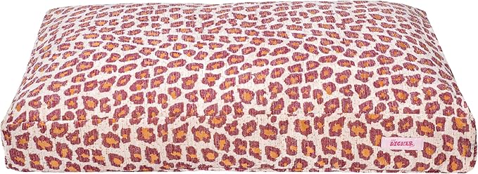 DBD3001F-XL Mabel 49.5" x 31.5" Designer Modern Ultra Soft Reversible Plush Rectangular Pet Bed with Washable Cover, Raspberry Leopard