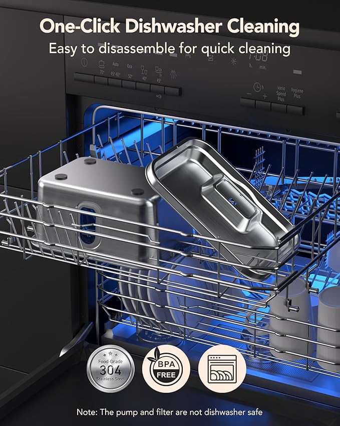 Dog Water Fountain for Large Dogs Stainless Steel Dog Water Fountain 2 Gal Cats & Pets Automatic Pet Water Fountain with Large Drinking Area Ultra-Quiet Pump Water Fountain Dog Bowl with Filters