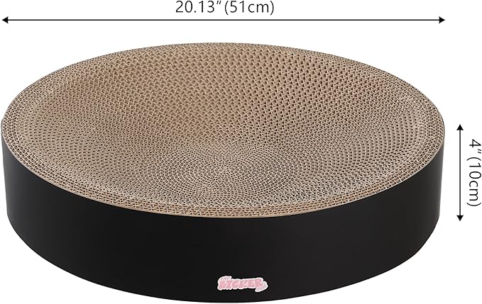 CSR1010H Nelson 20.13" Modern Cardboard Round Bowl Cat Scratcher with Catnip, Ink