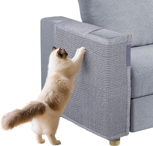 Cat Scratch Couch Protector with Natural Sisal for Protecting Couch Sofa Chair Furniture19.7’’H*23.6’’W(Smoke Gray, Right Hand)