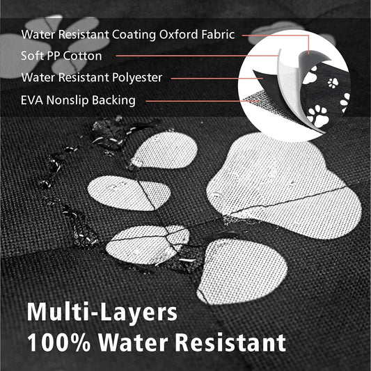 F-color SUV Cargo Liner for Dogs, Water Resistant Pet Cargo Cover Dog Seat Cover Mat for SUVs Sedans Vans with Bumper Flap Protector, Non-Slip, Large Size Universal Fit, Paw Print
