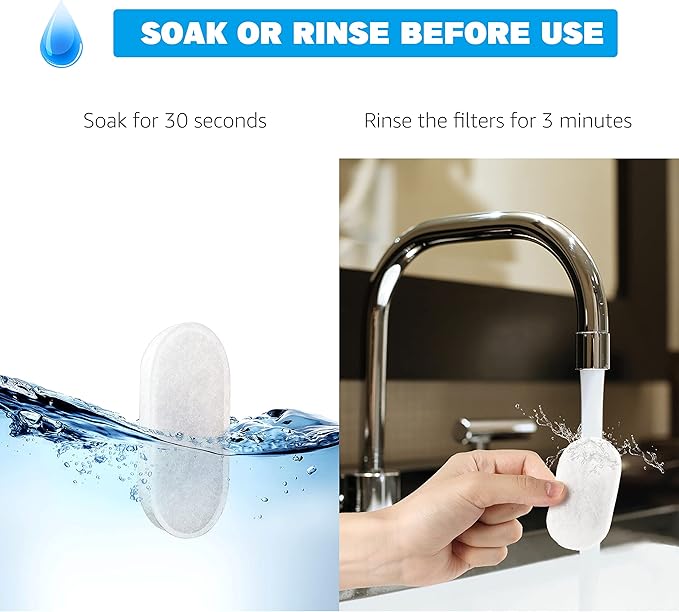 Cat Water Fountain Filters, 16 Pack Cat Fountain Filters, Cat Fountain Replacement Filters for 67oz/2L&108oz/3.2L Stainless Steel Cat Water Fountain, Pet Water Fountain Filters (8 Filters & 8 Sponges)