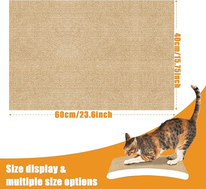Cat Scratching mat Self-Adhesive, Trimmable Furniture Protector for Couch, Sofa, Wall & Cat Trees - Durable Scratch Pad with Nano Tape, DIY Climbing Carpet for Indoor Cats (Khaki, 23.6"x15.8")