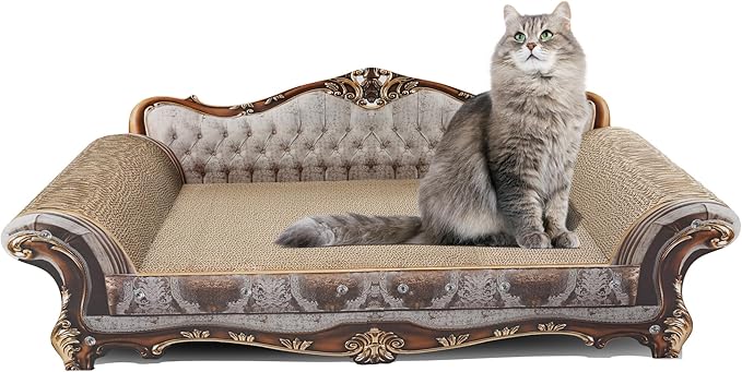 Sofa Shaped Scratching Couch,Thick Scratching Cardboard, Lounge Bed for Indoor Rest&Play, Sofa Scratcher Pad (39.4" L X 14.4 "W X 14" H)