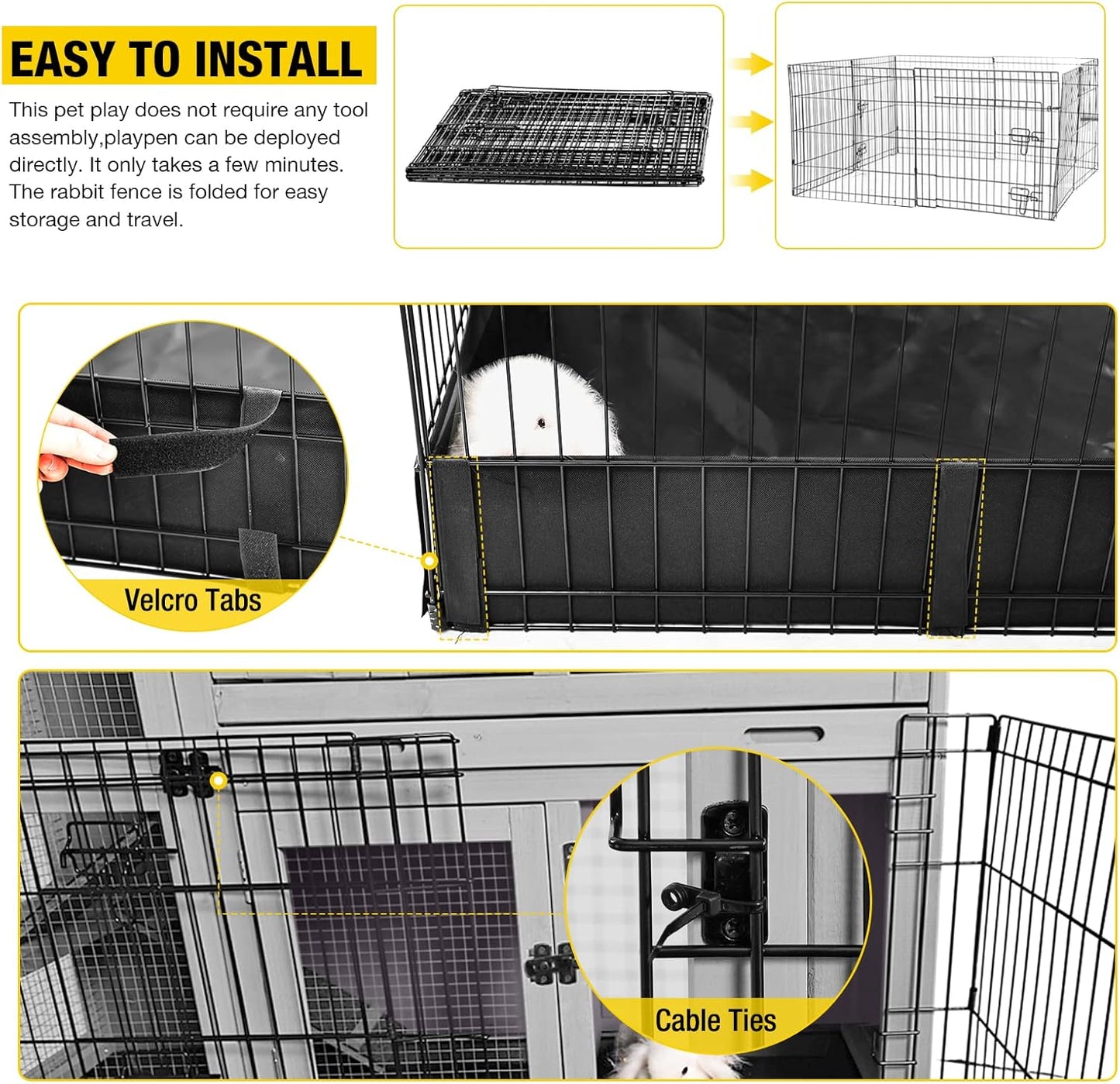Aivituvin Pet Playpen Guinea Pig Cage Small Animal Rabbit Exercise Pen with Waterproof Floor Liner - Extension Playpen ONLY