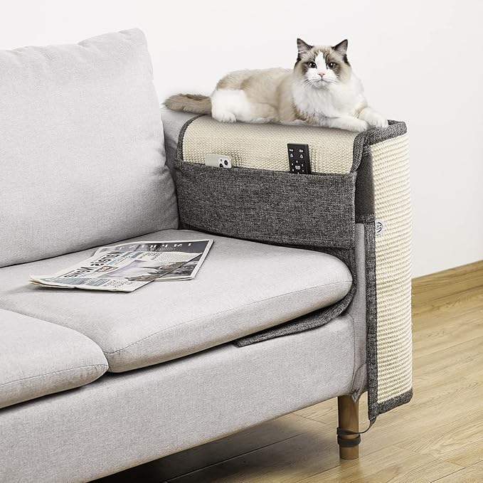 Upgraded Cat Scratch Sisal Sofa Protector,Furniture Couch Protector from Cat Scratching with Natural Sisal Full Cover 27.5''L*19.7''W(Left Hand)