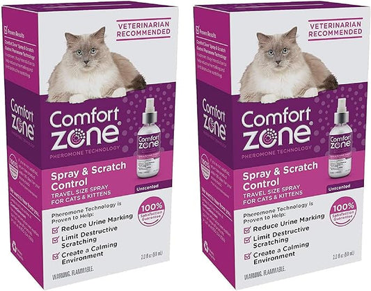 Comfort Zone Spray & Scratch Control Cat Calming Spray (2 x 2 Oz (4 oz Total))