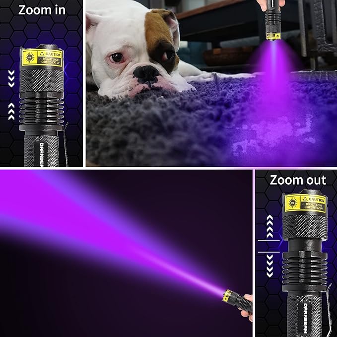 DARKBEAM UV 395nm Flashlight Ultraviolet led Light Blacklight Wood's lamp Portable 400nm Mini Detector for Dog/Cat Urine Pet Stains, Anti-counterfeiting Identification, Resin Curing，2 Pack