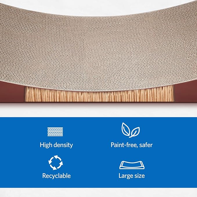 FluffyDream Cat Scratcher Cardboard, Scratching Pad House Bed Furniture Protector, Infinity Shape, Curved (Brown, Bone + Bell)