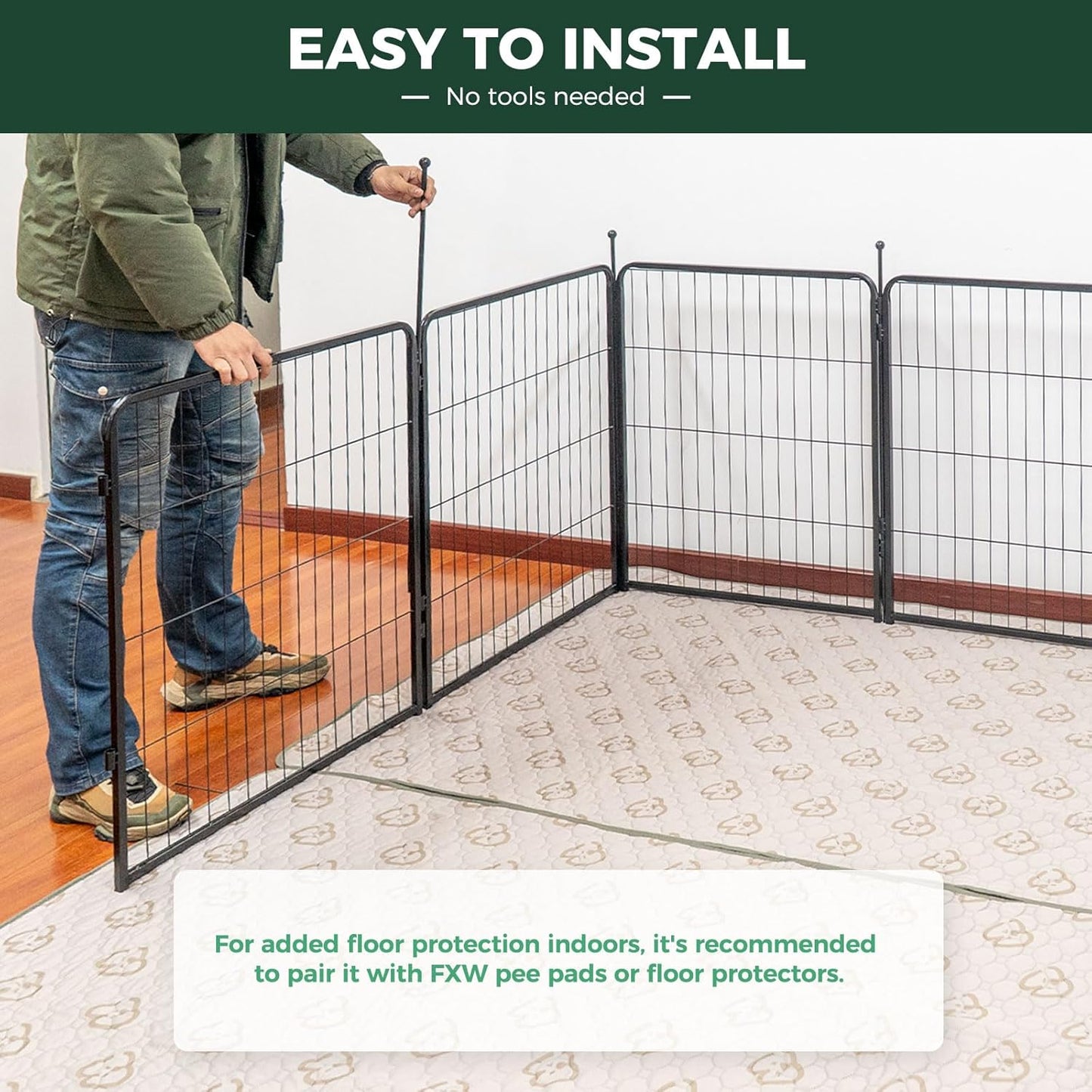 FXW Rollick Unleashed Dog Playpen for Indoor, Yard, RV Camping, 45 inch 8 Panels for Large Dogs│Patented