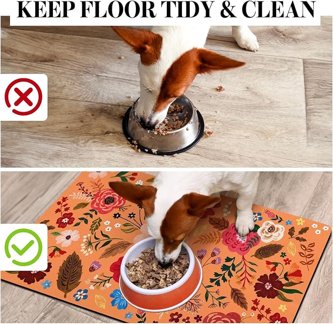 Dog Food Mats for Floors, Absorbent Dog Bowl Mat for Food and Water Dispenser Mat, Quick Dry Cat Food Mat Pet Supplies