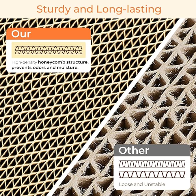 ComSaf Cat Scratcher L Shape, 25" Cat Scratching Post for Indoor Cats Adults with Cat Scratch Box and Cat Sratching Board, Vertical Wall Cat Scratch Pad Bed