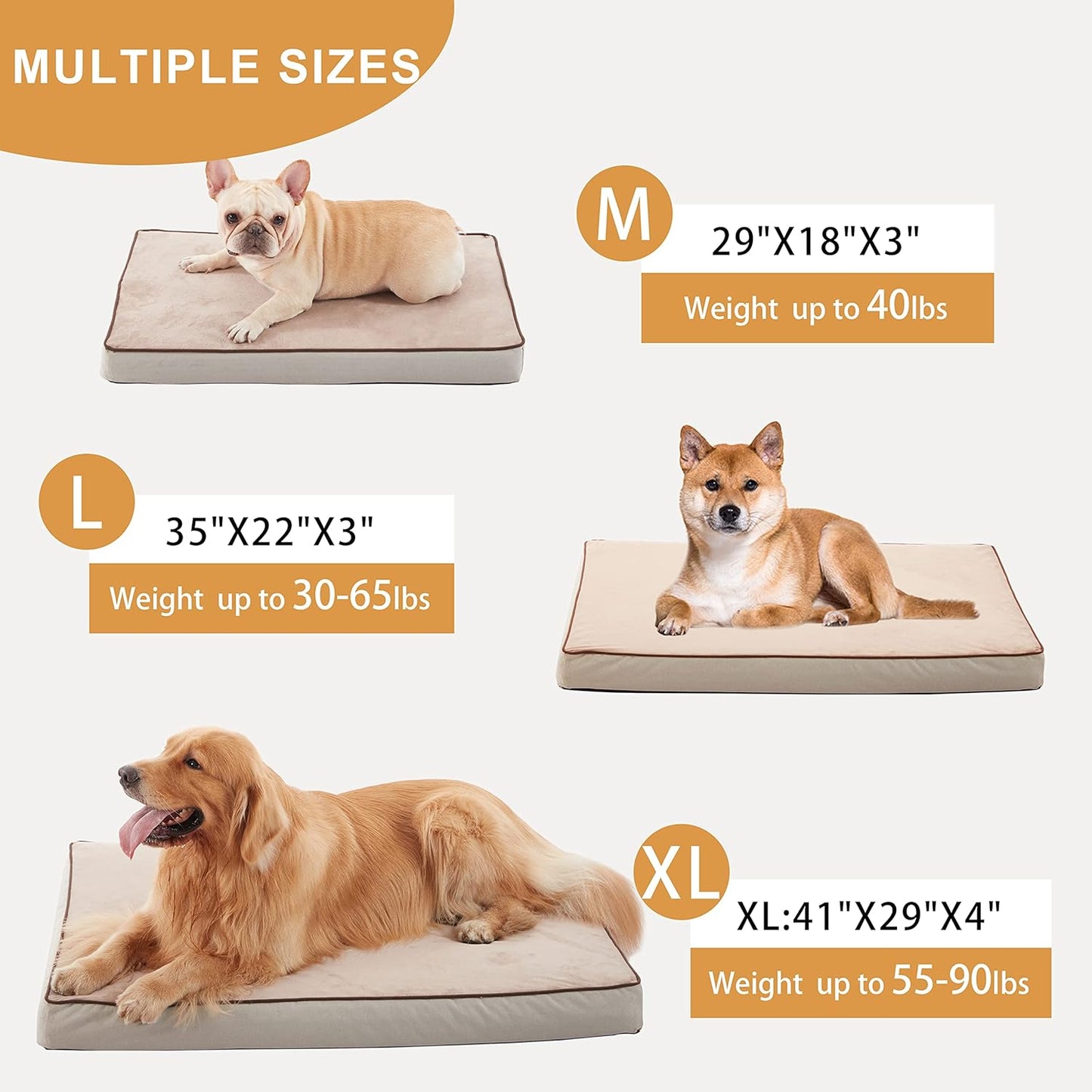 Orthopedic Memory Foam Dog Bed, Cooling Dog Beds for Medium/Large Dogs -Waterproof Pet Bed for Crate with Removable Washable Cover, L(35inch,65Lbs)