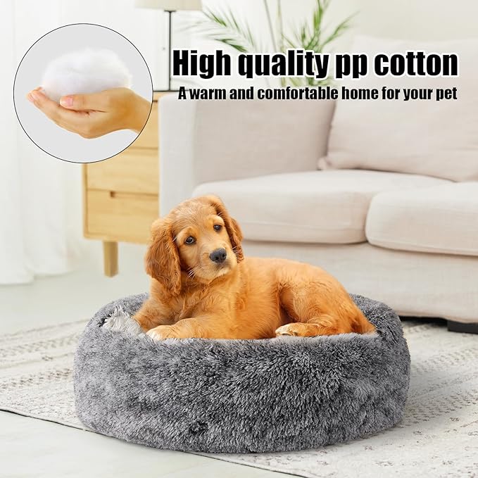 Cat Beds for Indoor Cats,Cat Cave for Puppy and Kitty,Calming Small Dog Bed for Small Dogs with Cover Cave,Cozy Warming Fluffy Washable Anti-Slip Pet Sleeping Bag (20 * 20inch,Grey)