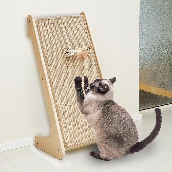 Meeyoview Cat Scratcher, L Shape Cat Scratching Pad, Sisal Cat Scratch Board for Indoor Cats, Wall Furniture Protector with Catnip