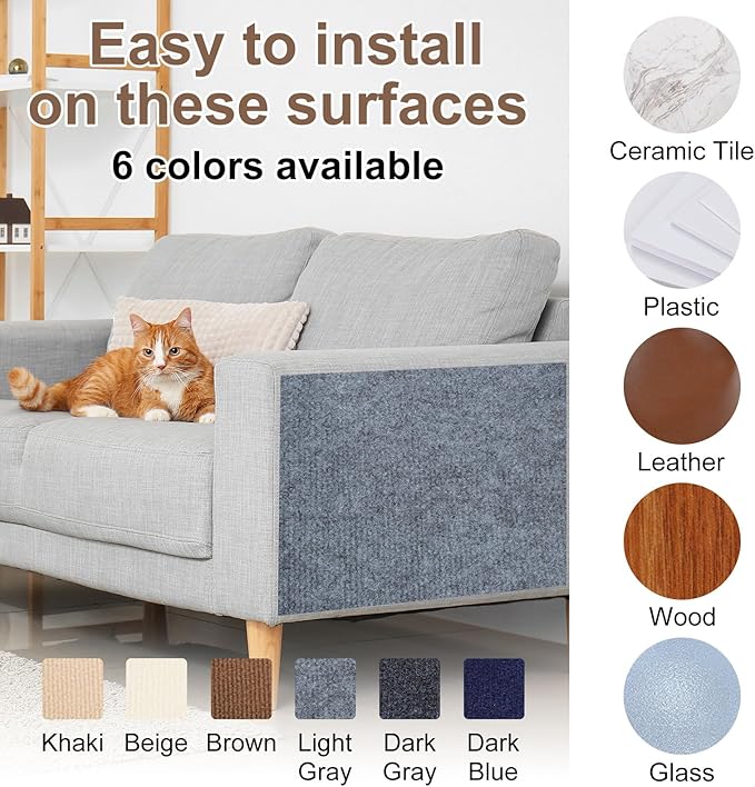 uxcell Self-Adhesive Cat Scratching Mat, 1 Roll 78.7" x 15.8" Couch Protector from Cat Claws for DIY Sofa, Wall, Doors, Cut Anti Cat Scratch Pad Carpet Mat, Brown