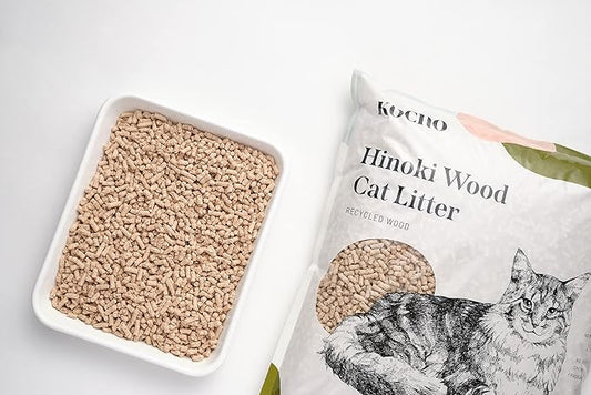 KOCHO Hinoki Wood Cat Litter, Upcycled, Ultra Lightweight, Natural Aroma of Hinoki Japanese Cypress, Gentle Clumping, Dust-Free