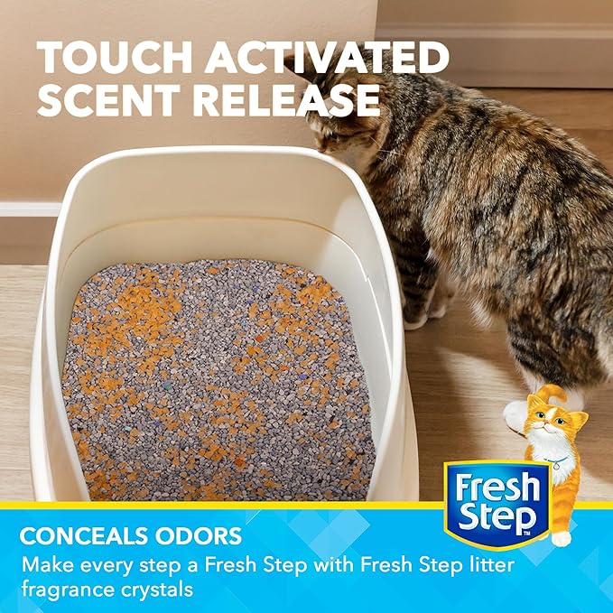 Fresh Step Cat Litter Crystals in Tropical Summer Breeze Scent - Cat Litter Box Deodorizer - Combats Odors and Neutralizes Smells to Keep Your Home Clean, 30 Ounce