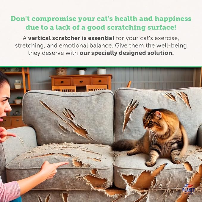 Vertical Wall Scratcher for Indoor Cats – Decorative Hanging Scratching Pad – Rascadores para Gatos – Essential Scratcher for Home – Scratch pad - Ebook for Your Pet's Happiness