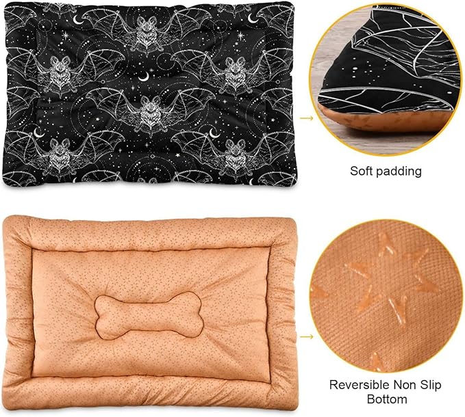 Pet Bed Bat Halloween Dog Bed Mat Absorbing Non Slip Pad Pet Sleeping Mat for Small, Medium, and Large Dogs Puppy Cat 36 in x 24 in