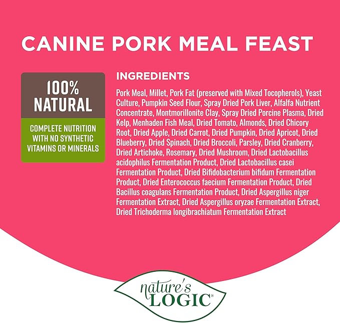 Nature's Logic Canine Pork Meal Feast, 4.4lbs