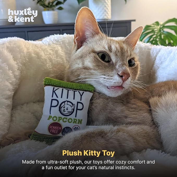 Huxley & Kent Plush Cat Toy - Interactive Catnip Toy for Cats & Kittens - Soft with Crinkle & Catnip - Fun Indoor Play - Kitty Pop