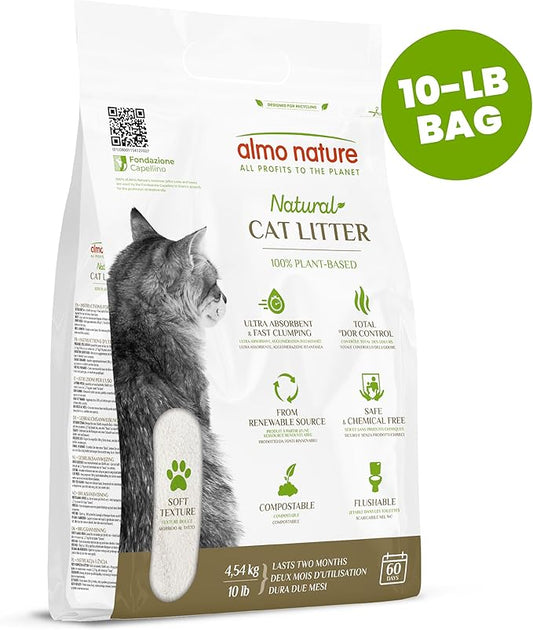 Almo Nature: Natural Unscented Cat Litter - 5 lbs - Non-Toxic, 100% Plant-Based, Clumping, Biodegradable, Compostable, for Cats & Kittens