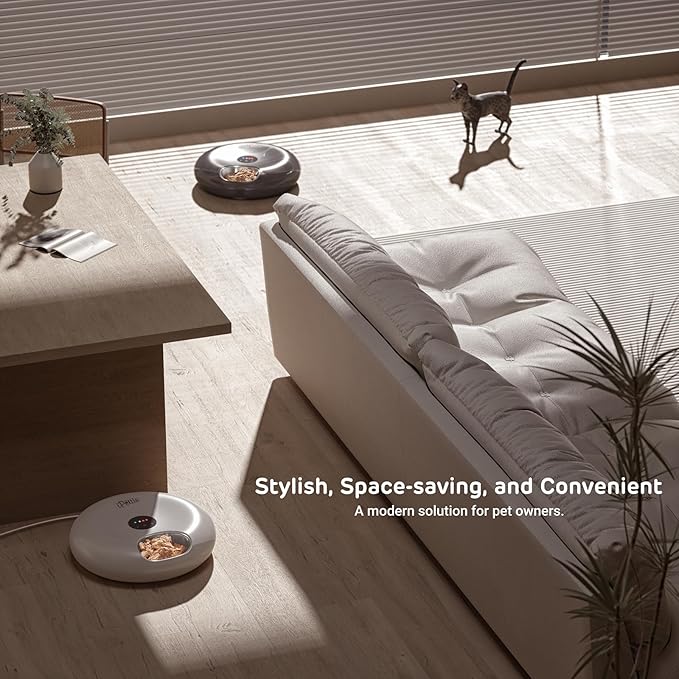 [Stainless Steel Tray Version] iPettie Donut Frost WiFi 6 Meal Automatic Wet Food Feeder with Ice Packs for Senior and Weak Pets, App Control Programmable Timer, Holds 6 x ½ lb. of Food, Black