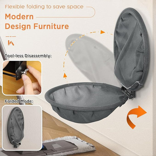 Cat Hammock Wall Mounted, Foldable & Stable Cat Beds- Breathable Cat Wall Shelves for Sleeping, Playing, Climbing, and Lounging - Maximum Hold Up to 30lb (Gray)