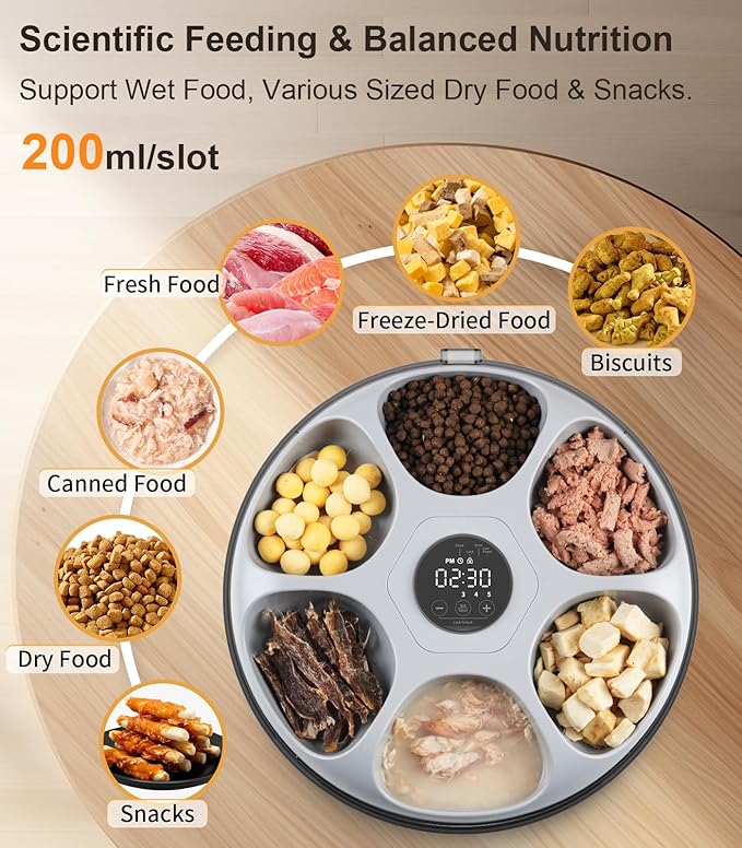 Casfuy Automatic Cat Feeder Cordless - Automatic Cat Food Dispenser for Wet Moist Food with 4 Ice Packs Rechargeable Auto Feeder for Cats Small Dogs with Programmable Timer Low Battery Indicator