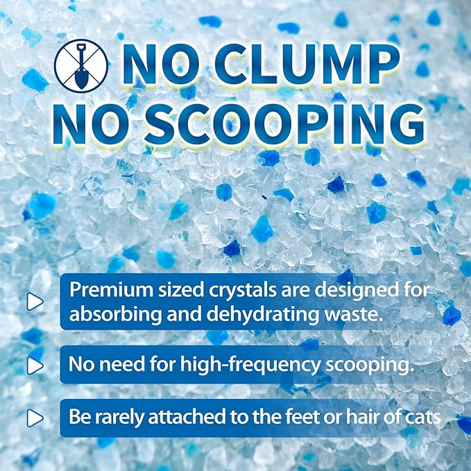 Made4Pets Cat Litter Crystals, Non Clumping Cat Litter Odor Control Kitty Litter Non Clumping No scooping Low Dust, Low Tracking, Lightweight, Dehydrates Waste,– 17.2 lbs (4 x 4.3 lb Packs)